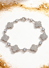 Crystal Silver Clover Bracelet