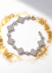 Crystal Silver Clover Bracelet