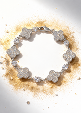 Crystal Silver Clover Bracelet