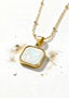 Geometric Pearl Onyx Pendant "Adjustable Chain"