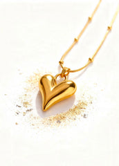 Gold Heart Pendant "Adjustable Chain"