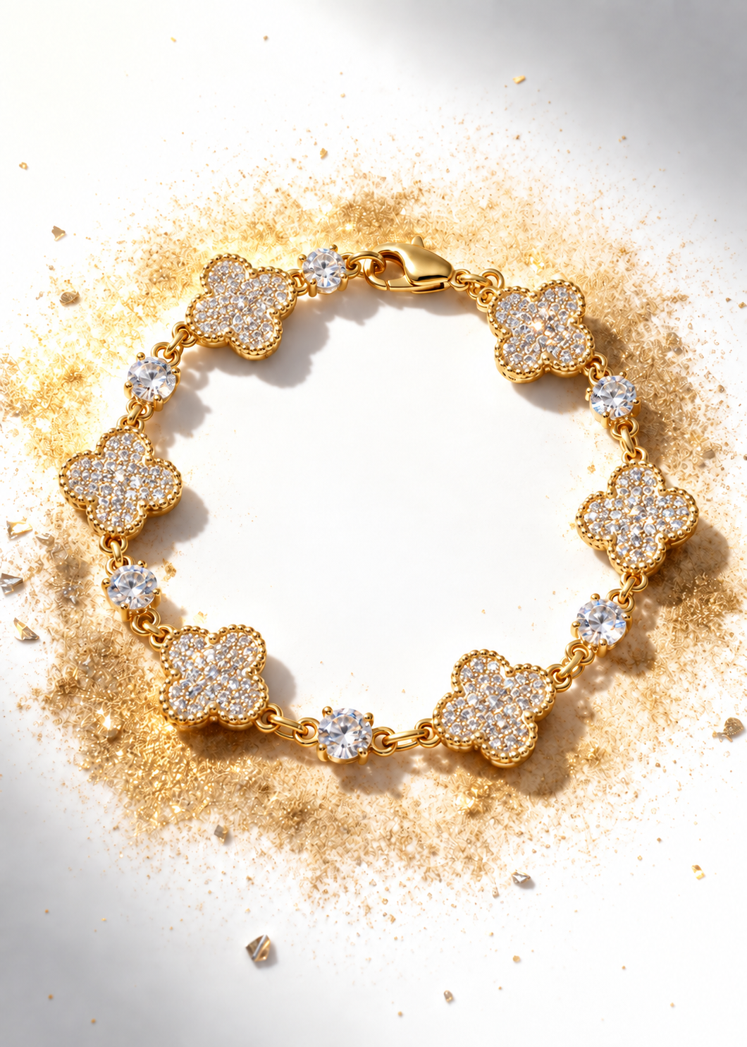 Crystal Gold Clover Bracelet