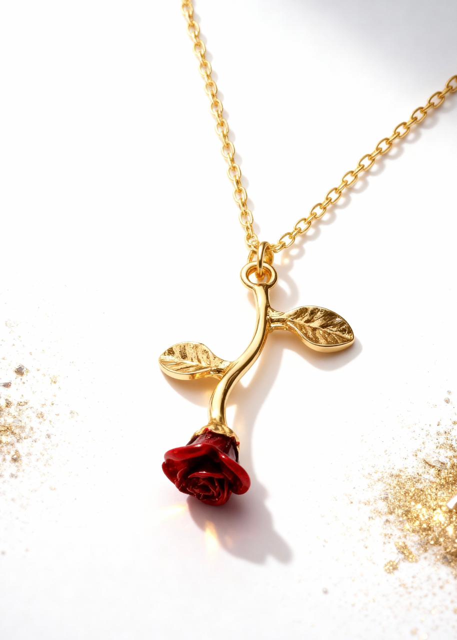 Falling Rose Pendant "Adjustable Chain" Secondary image