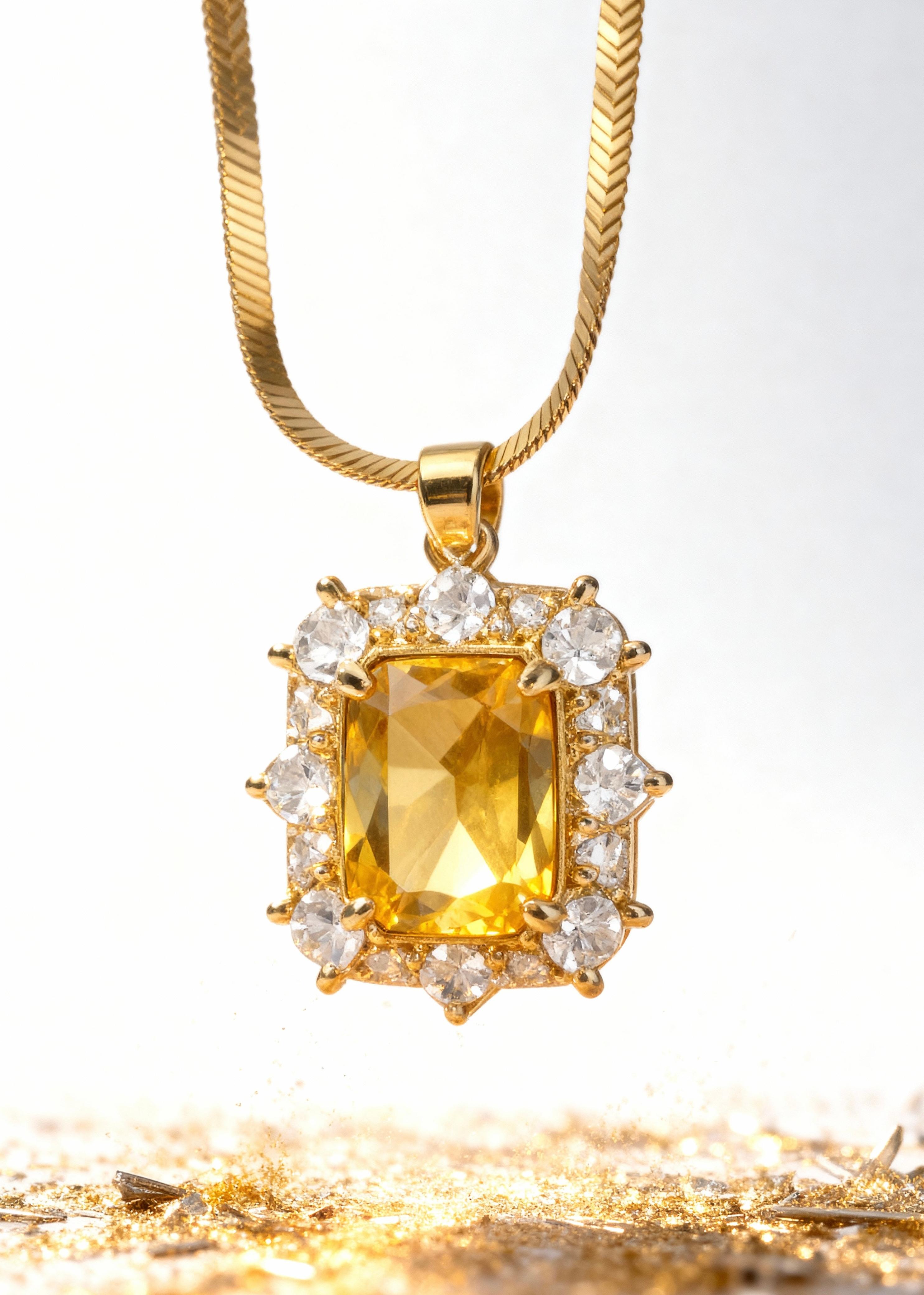 Radiant Yellow Gemstone Pendant "Adjustable Chain" Main image