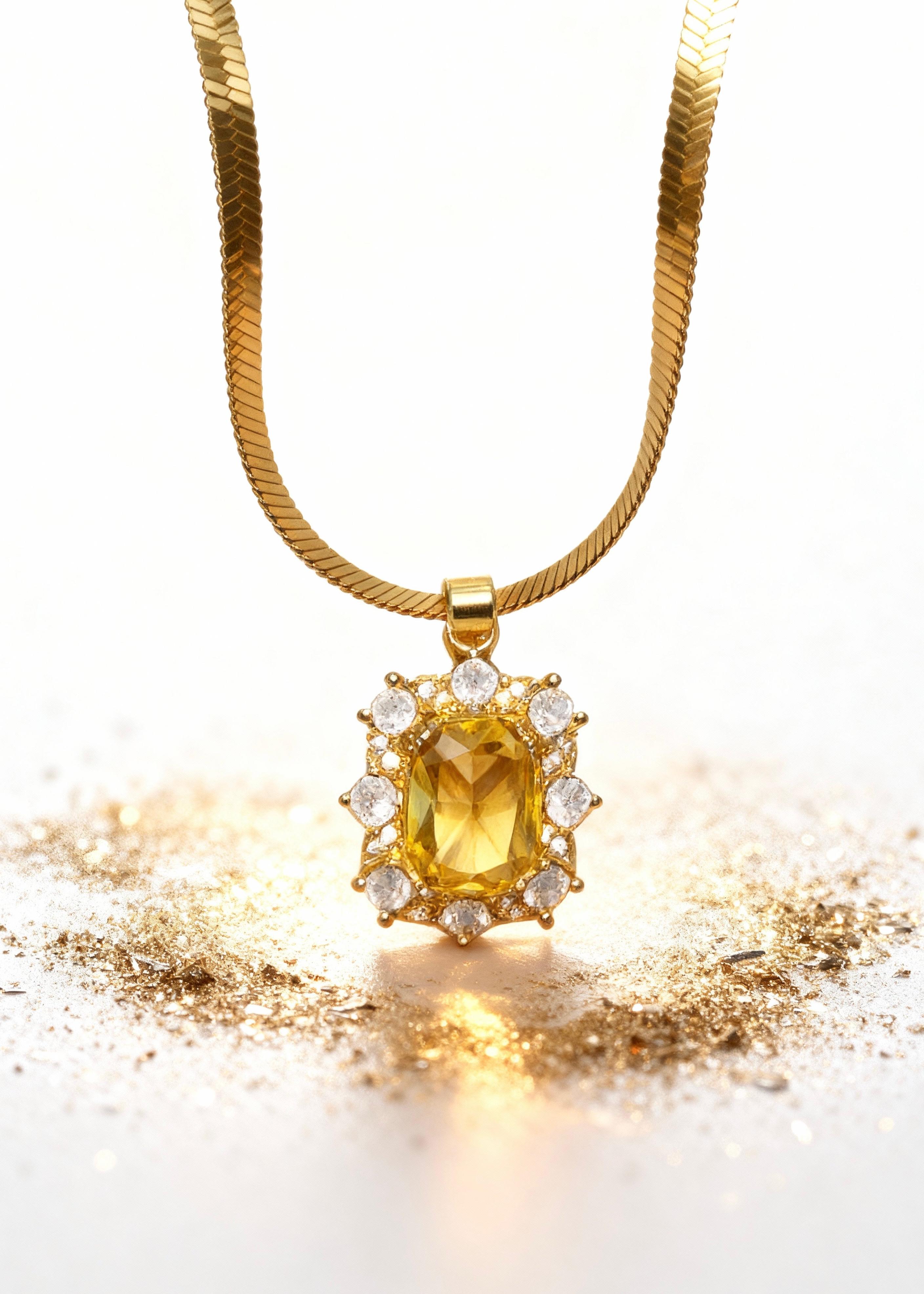 Radiant Yellow Gemstone Pendant "Adjustable Chain" Secondary image