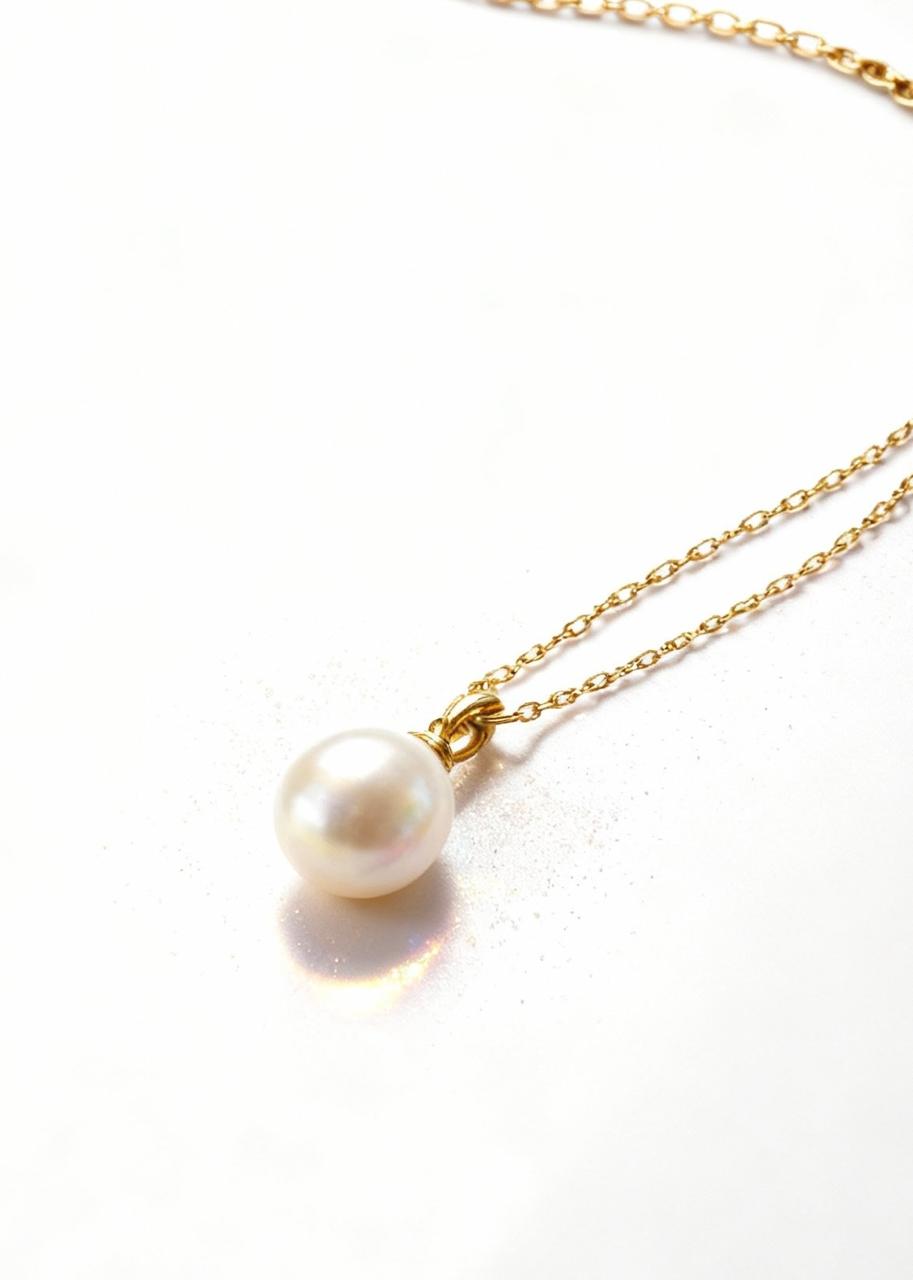 IVORY WHITE Pearl Pendant Necklace "Adjustable Chain"