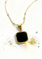 Geometric Black Onyx Pendant "Adjustable Chain"