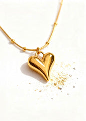 Gold Heart Pendant "Adjustable Chain"