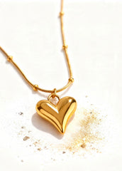 Gold Heart Pendant "Adjustable Chain"