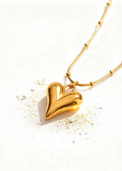 Gold Heart Pendant "Adjustable Chain"