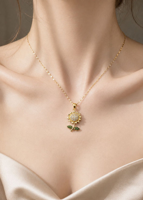 Rising Sunflower Pendant "Adjustable Chain"