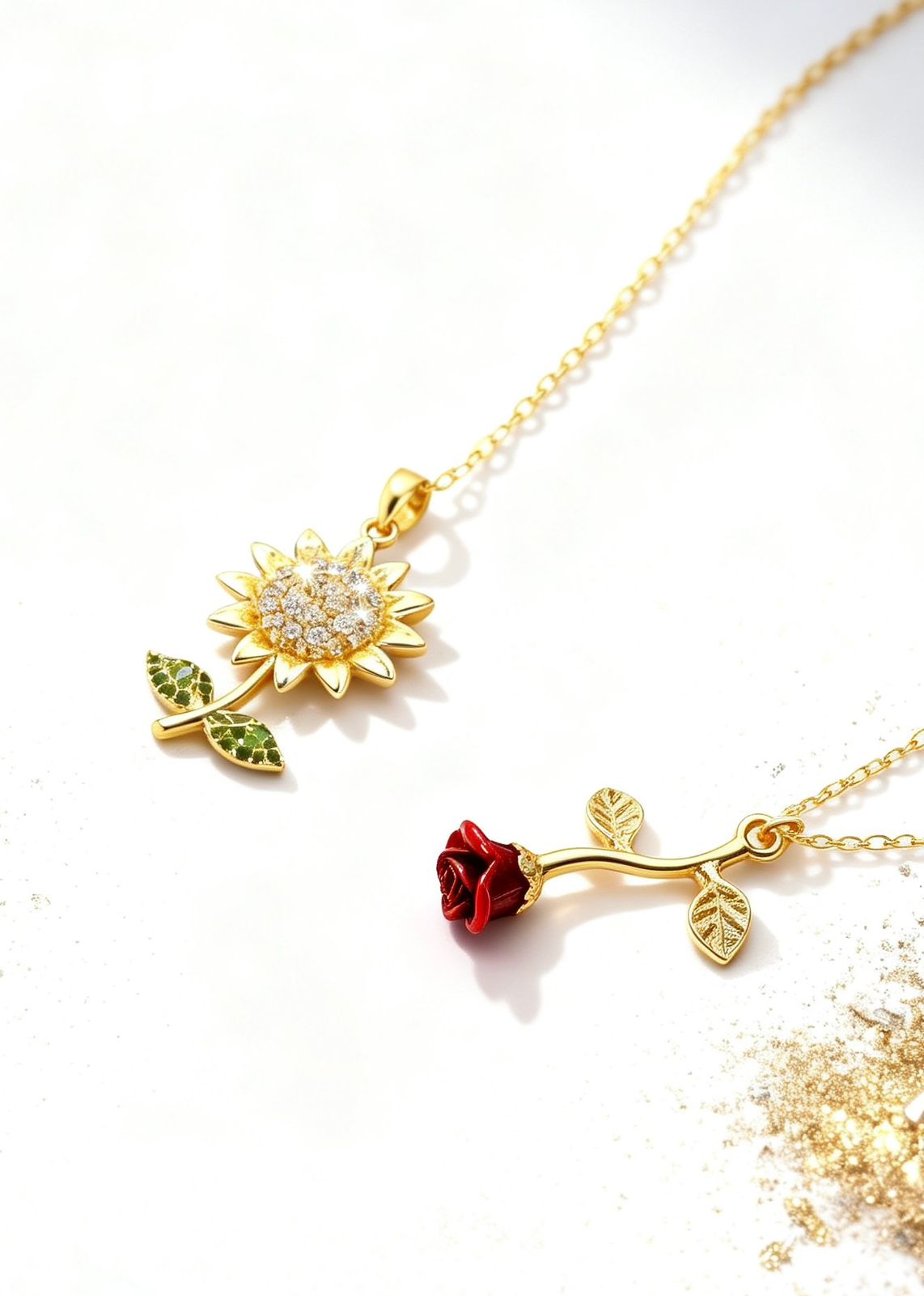 Premium Flower Pendants Gift Box "Falling Rose & Sunflower" Secondary image