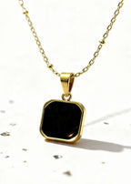 Geometric Black Onyx Pendant "Adjustable Chain"