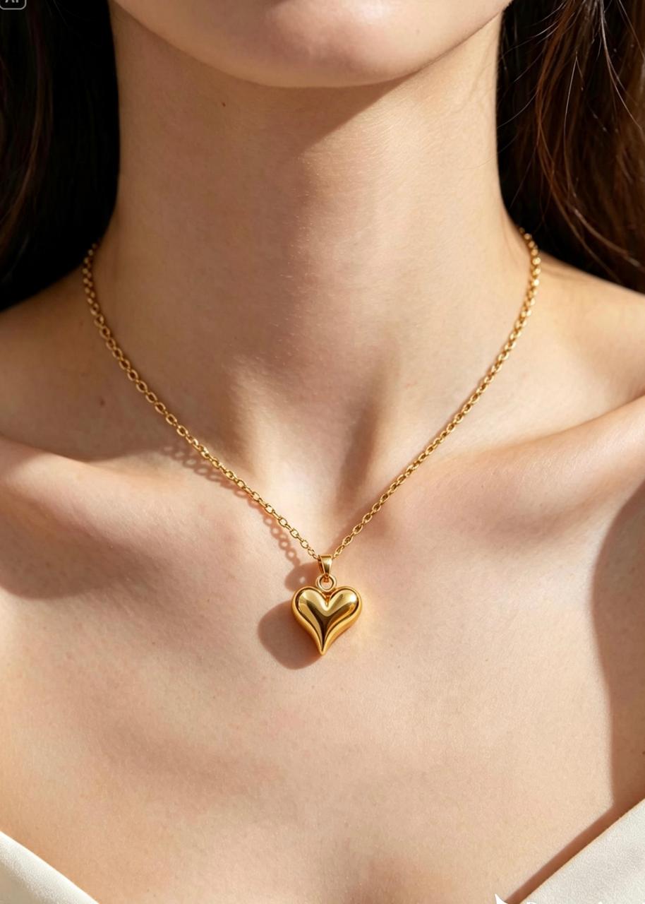Gold Heart Pendant "Adjustable Chain"