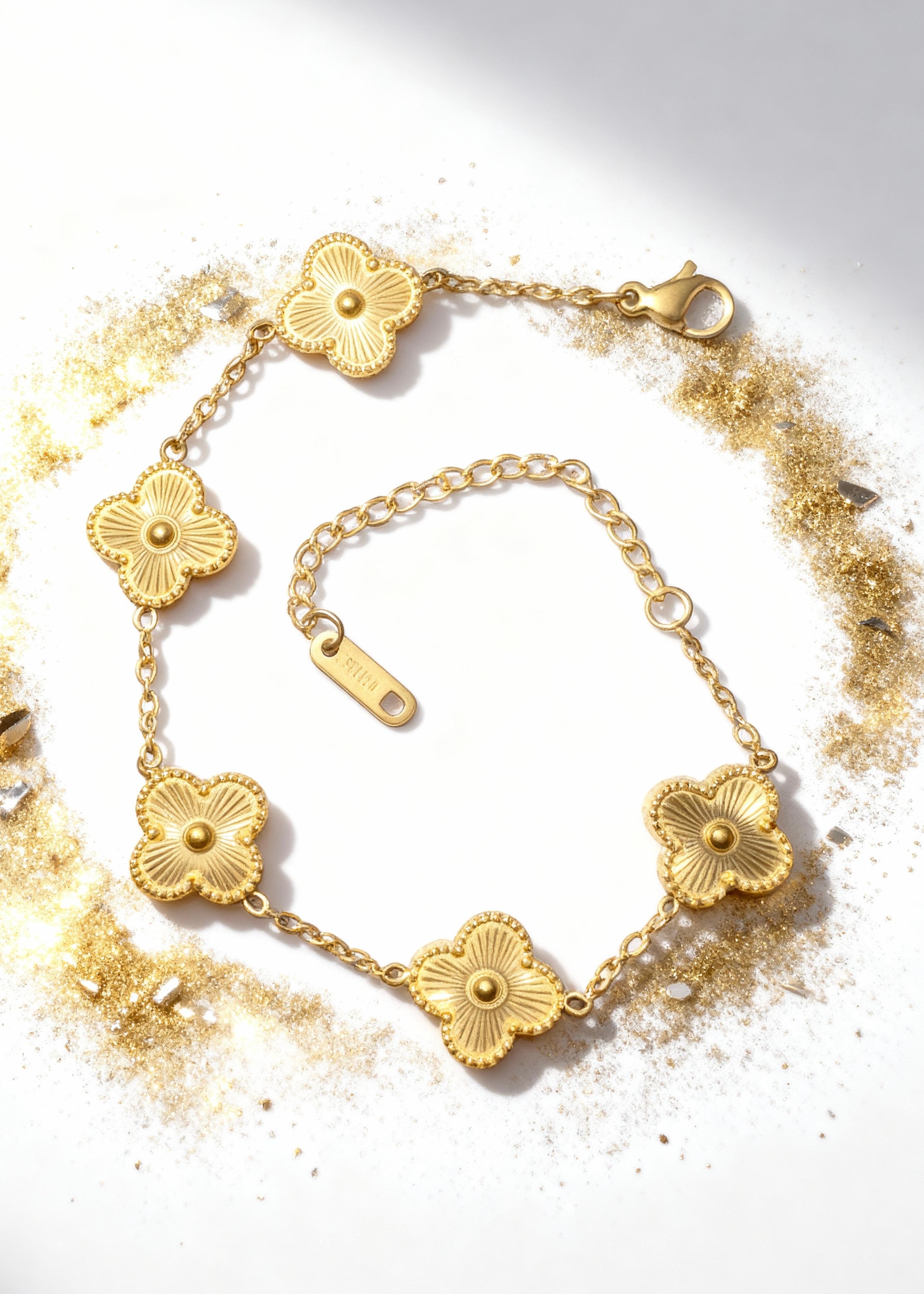 Gold Clover Bracelet "Adjustable" Secondary image